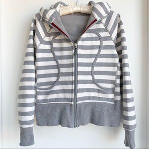 Lululemon striped grey and white Scuba Hoodie